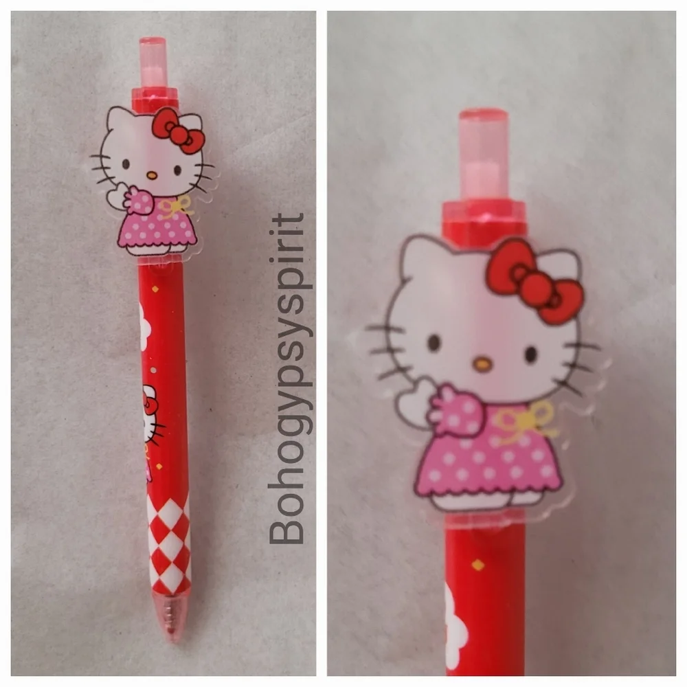 Set of 6 - Sanrio Hello Kitty Kawaii Acrylic Charm Ballpoint Pens